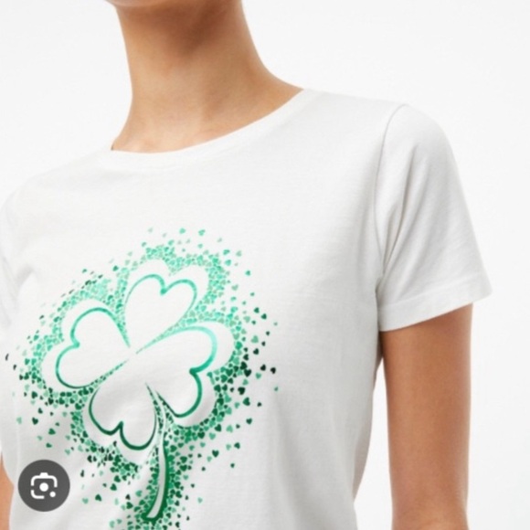 J. Crew Women’s Bling Bling Shamrock Graphic Tee - Size L - Picture 2 of 7